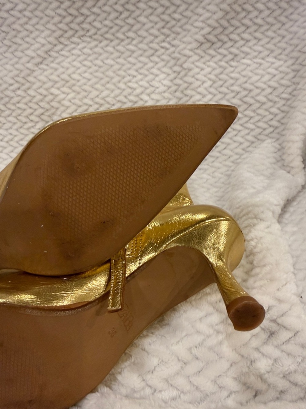 Zara Womens Metallic Gold Pointed-Toe Ankle Boots Size 36 - Picture 10 of 11